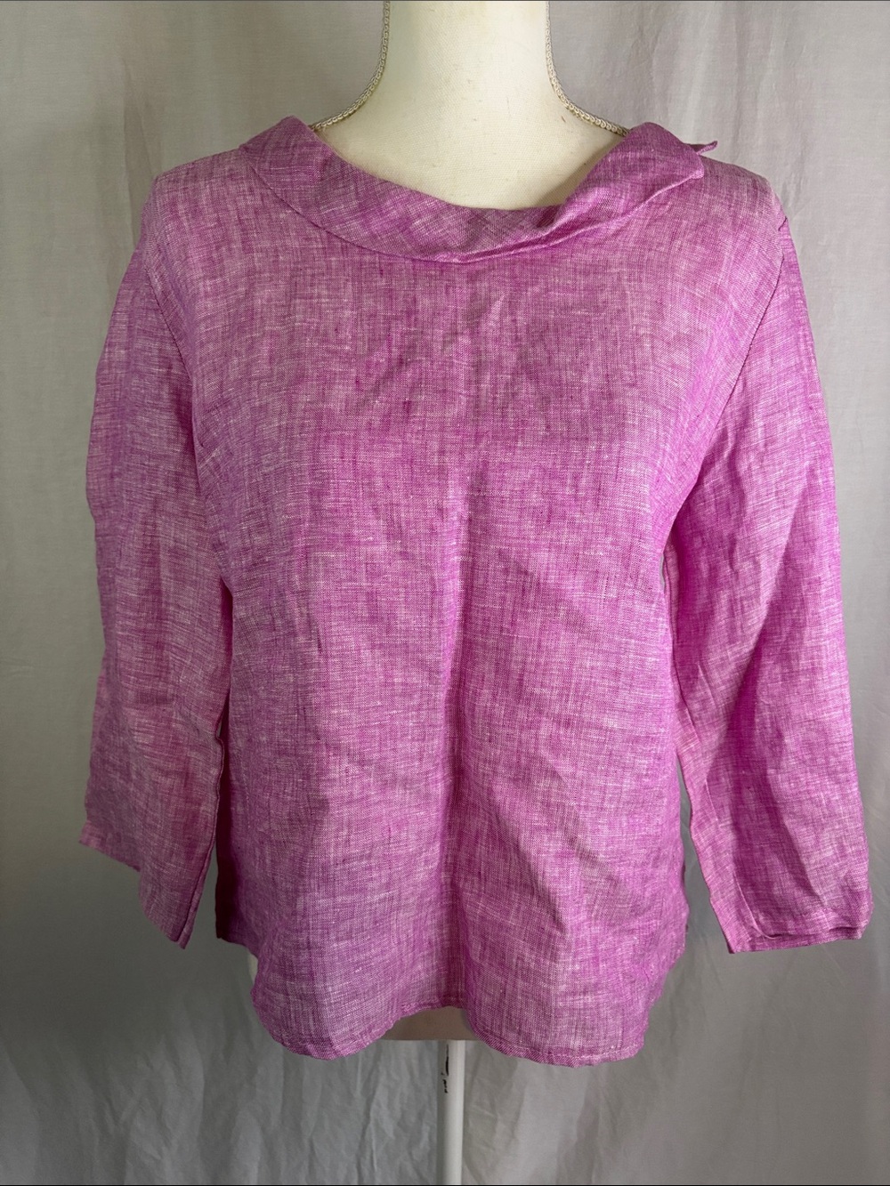 Lina Tomei Made in Italy Women's Pink Linen Boatneck Blouse (138)